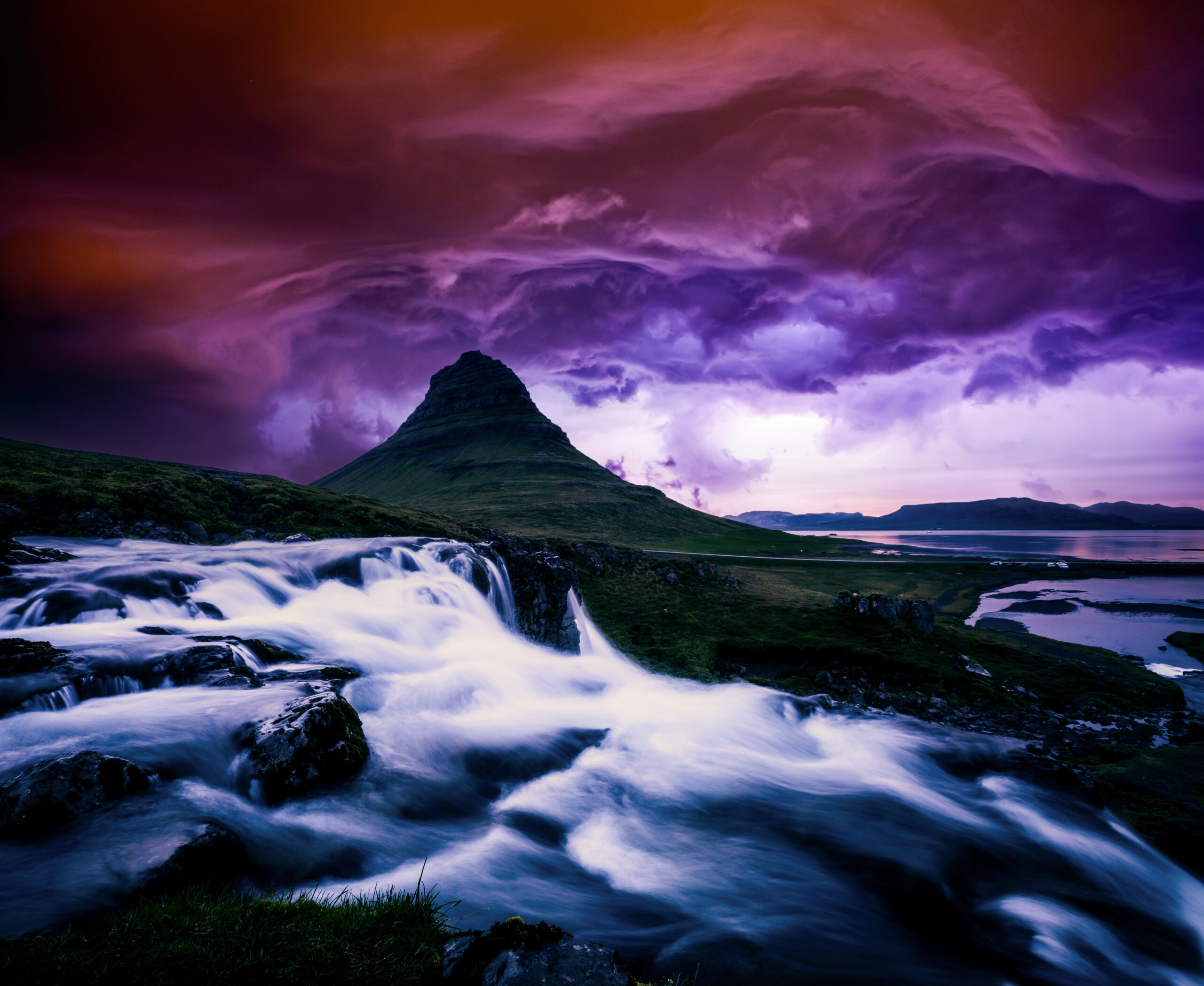 Dramatic,View,Of,Kirkjufellsfoss,Waterfall,At,Sunset.,Location,Place,Kirkjufell